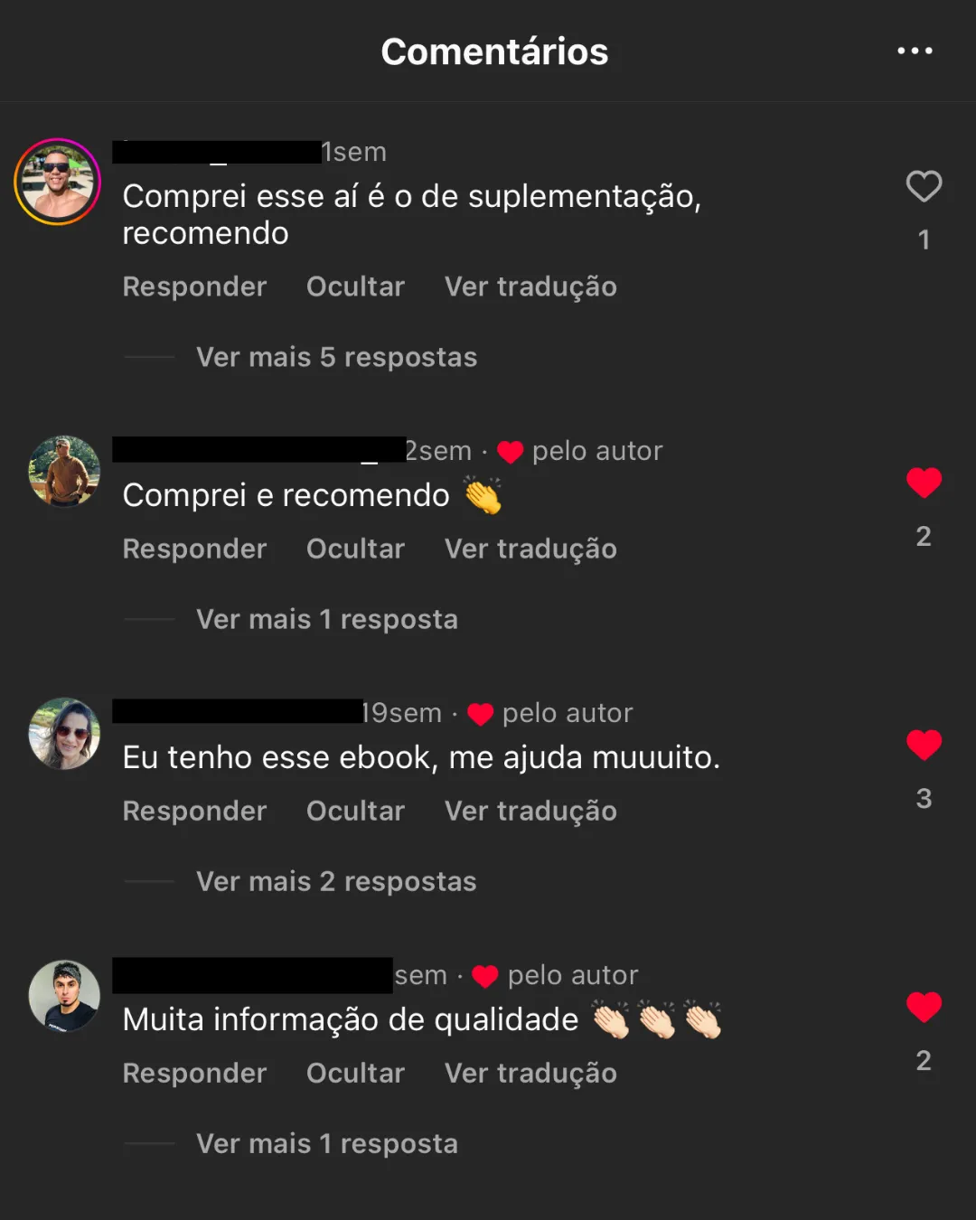 Depoimento de cliente recomendando o combo