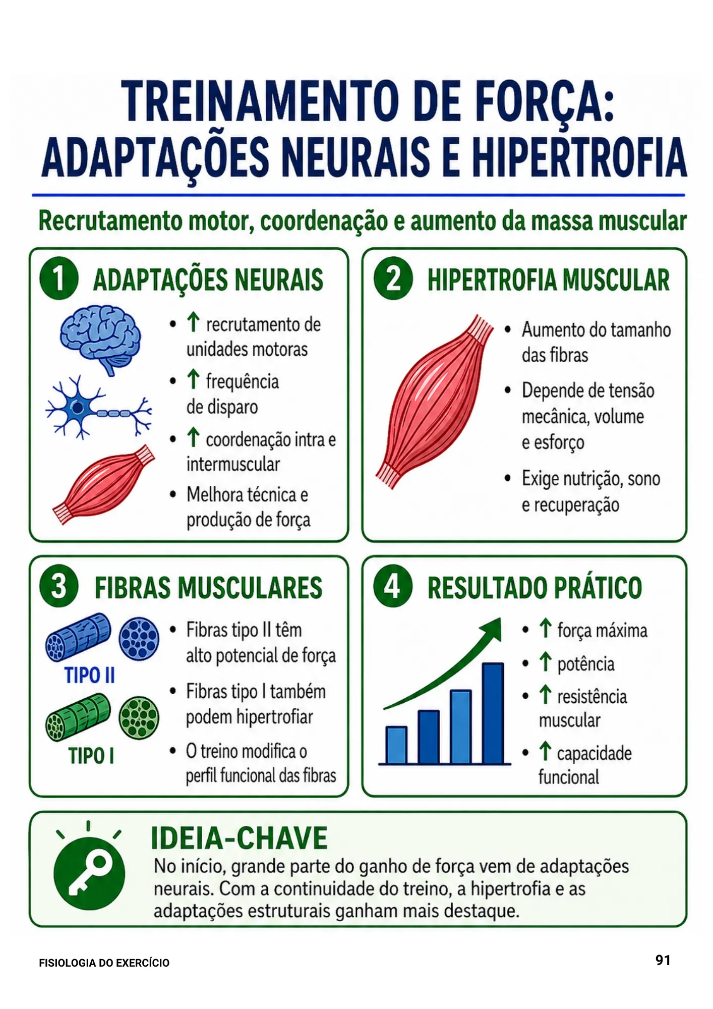 Página sobre treinamento de força, adaptações neurais e hipertrofia